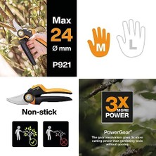 Bypass M Bahçe Makası, x Serisi Powergear, P921, Döner Sap, Taze Dallar Için, Yapışmaz Kaplama, Paslanmaz Çelik Bıçaklar, Uzunluk: 20,1 Cm, Siyah/turuncu, 1057173