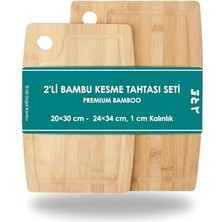 Bambu Kesme Tahtası Seti 2’li – 20X30 cm & 24X34 Cm, 1 cm Kalınlık, Dayanıklı ve Hijyenik Mutfak Kesim Panosu
