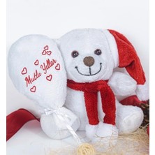 Baba,yılbaşı,20-25 cm Pelüş, 20 Cm, Atkılı Balonlu Tedy,yumuşak, Sevgiliye Hediye,ayı,peluş Ayıcık,plush Toys,oturan Ayı,ofis Hediyesi (Noelbeyaz)