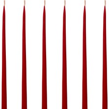 (6 Adet x 35CM) Konik Mum Şamdan Mumu Kırmızı Doğal Petek Bal Mumu Mum Dekoratif Beeswax Candle Red