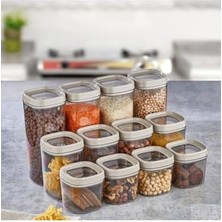 Erzak Saklama Kabı 3lü Set 1,8lt - 1lt - 600ML (Bej)