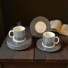 Kütahya Home 12 Parça Desenli Porselen Kahve Fincan Takımı Tulu | 6 Kişilik