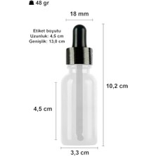 30 ml Metal Kapaklı Damlalık Dropper Şişesi Serum 30 cc Cam Şişe 6 Adet (Siyah Kapak, Şeffaf)
