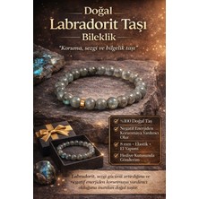 Modvina Doğal Labradorit Taşı Bileklik 8 mm | Premium Kalite | Elastik | Unisex | Her Bileğe Uygun