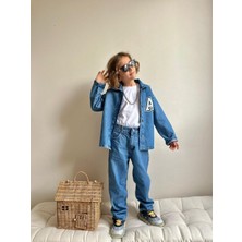 Butik Erkek Çocuk Kot Kumaş 3'lü Alt - Üst Takım