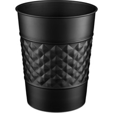 Abode El Yapımı Metal Geometrik Kabartmalı Siyah Çöp Sepeti Çöp Kutusu