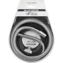 Lüks Duş Hortumu, 360 Derece Döner Spiral, Esnek, Paslanmaz Çelik, Vakumlu Ambalaj, Dayanıklı, Sızdırmaz, Banyo, Mutfak, Duş Seti Uyumlu, Yüksek Kalite (1,5 M + 20 Cm)