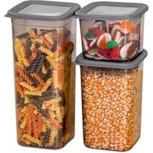 12'li 3 Boy Set Sızdırmaz Kapaklı Kare Erzak Saklama Kabı 650ML - 1300ML - 1900ML Kare Erzak Saklama Kabı (768)