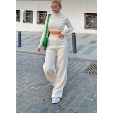 Newco Italy Kesim Tam Reglan Parmak Geçirmeli Crop Pantolon Takım