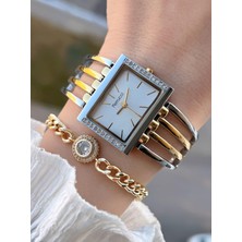 Ferrucci Kaburga Tasarım Çelik Kordonlu 3 Atm 2 Yıl Garantili Kadın Kol Saati+Bileklik FK1141.F5