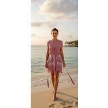 Nevin Acar Kimona Filli Peştemal Plaj Bornozu Elbisesi