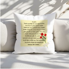 Qoeuyl Boutique Sonusza Dek Seninle Baskılı Eş Sevgili Romantik Hediyelik Elyaf Saten Dekoratif Yastık