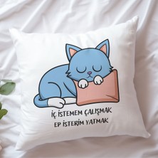 Qoeuyl Boutique Iç Istemem Çalışmak Ep Isterim Yatmak Baskılı Komik Hediyelik Elyaf Saten Dekoratif Yastık