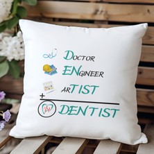 Qoeuyl Boutique Doctor Engineer Artist : Dentist Baskılı Mühendis Hediyelik Elyaf Saten Dekoratif Yastık