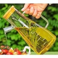 900 ml Bambu Kapaklı Cam Yağdanlık Sirkelik Süt Saklama Su Sürahisi