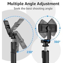 Selfie Çubuğu – 3’ü 1 Arada Bluetooth Uzaktan Kumandalı Telefon Tutucu, 360° Döner Başlık, Ios & Uyumlu, Vlog Youtube Tiktok Video Çekimi Için Hafif