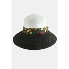 Zero Storozal Benekli Fiyonglu Hasır Şapka-Siyah