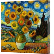 Bigelal Van Gogh 10 Ayçiçekleri - Çizgisiz Yan Boyamalı Defter