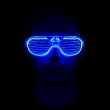 LTG Nova Mavi LED Işıklı Parti Gözlüğü - Neon Glow Şerit Gözlük 3 Modlu