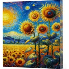 Bigelal Van Gogh 4 - Ayçiçekleri Çizgili Yan Boyamalı Defter