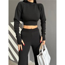 Newco Italy Kesim Tam Reglan Parmak Geçirmeli Crop Pantolon Takım