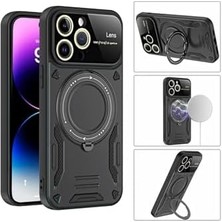 15 Pro Max Için ile Uyumlu Kılıf Kamera Korumalı Dikey ve Yatay Standlı 360 Derece Dönebilen Stand Darbelere Karşı Dayanıklı Koruyucu Renkli Tank Kapak