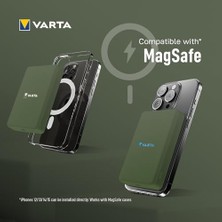 Varta Power Bank 5.000MAH, Powerbank Magnetico, Mag Pro Power On Demand, Caricabatterie Portatile Con USB C, Compatibile Con Magsafe E Qi Standard (Per Compatibilità Con E), Verde