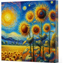 Bigelal Van Gogh 4 Ayçiçekleri - Çizgisiz Yan Boyamalı Defter