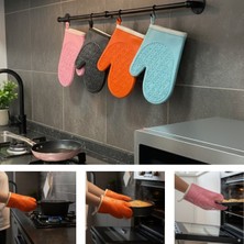 Doori Fırın Eldiveni Tencere Eldiveni Silikon Esnek Eldiven Yanmaz Silikon Kaplı Içi Yumuşak Kumaş 1 Adet