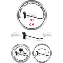 Manken İstanbul 40 Adet 30 cm Delüx Koruma Kauçuklu Siyah Kanallı Pano Kancası 10 kg Kapasite Raf Askısı