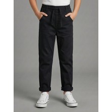Erkek Çocuk Siyah Beli Lastikli Jogger Pantolon