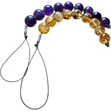 2'li Ametist-Sitrin Doğal Taş Telefon/araba Anahtarlığı Aksesuarı