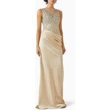 21SIX Elara Ipek Saten Süslemeli Mini Elbise