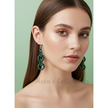 Bohem Serisi Koleksiyonu. Zümrüt Işıltısı Boncuk Küpe