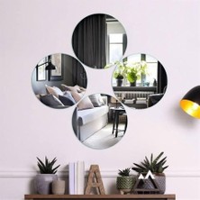 Terapix Dekoratif Daire Gümüş Renk (15 cm Çap) 5li Paket Dekorasyon Duvar Süsü Pleksi Ayna Yapışkanlı 1mm