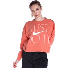 Kadın Nike Dri-Fit Turuncu Sweatshirt Uzun Kol Geniş Kalıp Düz Desen DD6130-827