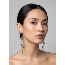 Cash Trade Bijuteri Yeşil Kristal Sallantılı Küpe