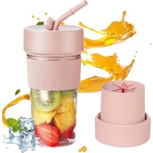 Eco Port Mini Taşınabilir Mikser 350 ml Smoothie Makinesi Meyve Sıkacağı Şarj Edilebilir Blender Pembe