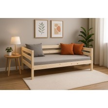 Pinoxi Ahşap Sedir Kanepe 70X160 cm (Iç Ölçü) Mindersiz Doğal Natural Masif Ahşap