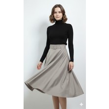 Soralline Kadın Kloş Etek 75 cm Boyunda Astarlı Kışlık 780 Kadife Crocodıl Desen