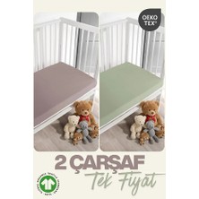 %100 Pamuk Organik 2'li Lastikli Bebek Çarşafı - 2'li Set -70X110/120 +30 cm