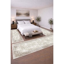Qatalina Modern Tasarımlı 3’lü Yatak Odası Halı Takımı Kaymaz Taban Otel Şıklığında 2 Adet 80X150+80X300