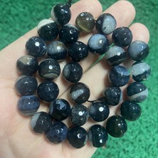 Faset Küre Siyah Akik Taşı 12 mm