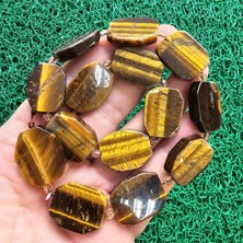 Dikdörtgen Kahve Kaplan Gözü Taşı 20 mm