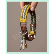 Elar Aksesuar İsimli El Yapımı Gerçek Deri Paracord Örgü Köpek Boyun Tasması – Ayarlanabilir & Kişiselleştirilebilir– OliveSun