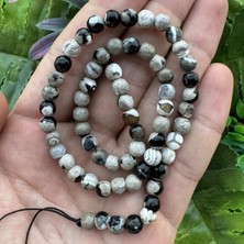 Fasetli Küre Bej-Siyah Akik Taşı 6mm