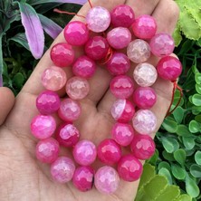 Fasetli Küre Pembe Şeffaf Akik Taşı 12 mm