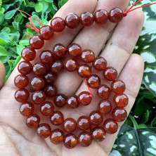 Fasetli Küre Kızıl Kahve Akik Taşı 8 mm