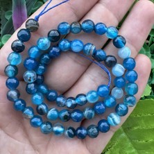 Fasetli Küre Mavi Akik Taşı 6mm