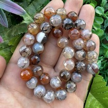 Fasetli Küre Kahve-Şeffaf Mix Akik Taşı 10 mm